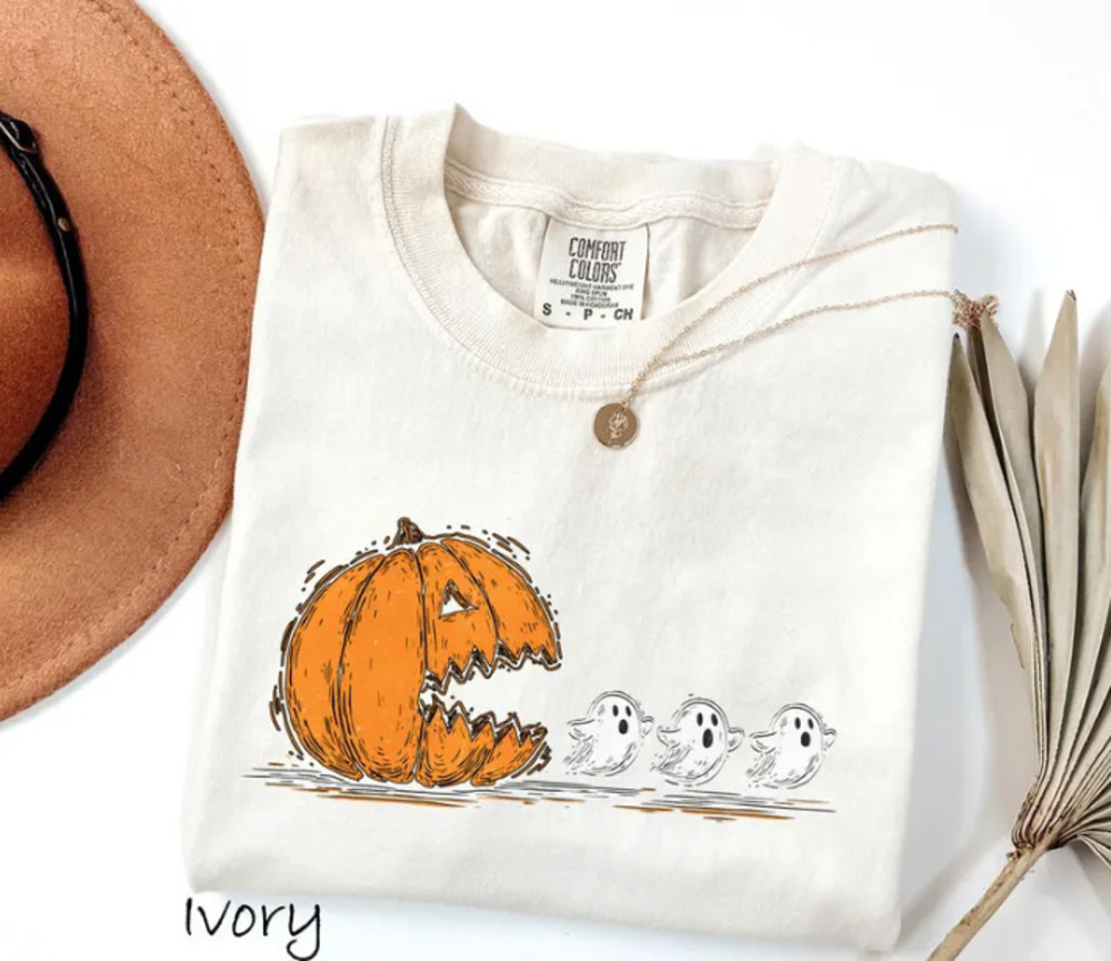 Halloween Pumpkin Eat Ghosts Shirt, Funny Halloween Shirt, Halloween Gamer Tee